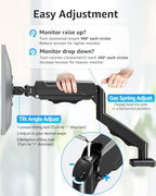 MOUNTUP Single Monitor Desk Mount Holds Screen up to 32 inch, Height Adjustable Monitor Arm, Full Motion Computer Monitors Stand with Clamp/Grommet Base, VESA Mounts Fit 4.4-19.8lbs Computer, Black - Image 2