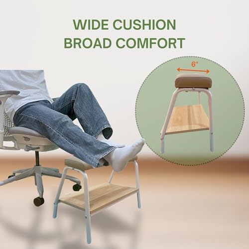 Double Step Footrest Under Desk Versatile Foot Stool Ottoman for Comfortable Desk Work Office Life (White) - Image 3