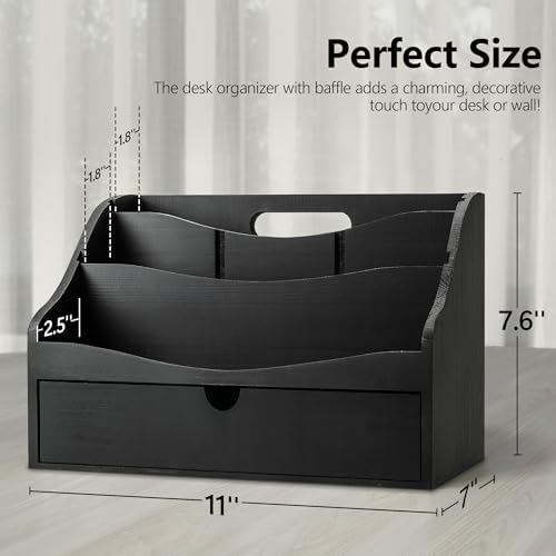 Rebee Vision Mail Organizer for Desk with Drawer for Store Jewelry, Black - Image 2