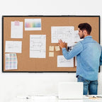Extra Large Cork Bulletin Board 96" X 48", Foldable Notice Pin Board for Wall, Black Aluminum Framed 8'x4' Corkboard, Wall Mounted Noticeboard with 36 Push Pins for School, Home & Office - Image 2