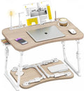 Lap Desk for Bed Adjustable Height, Foldable Bed Table with Storage Drawer, Tablet Slot & Cup Holder, Portable Laptop Stand for Bed & Sofa, Bed Desk for Adults & Kids, Glacier by OPKING