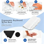 Cloud Keyboard Wrist Rest with Sloped Keyboard Pad, Ergonomic 3-in-1 Mouse Pad with Wrist Support and Coaster, Non-Slip Memory Foam Desk Mat Set for Mechanical Keyboard, Office & Gaming,White - Image 3
