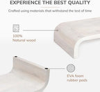 Anji Mountain Monitor Stand for Desk - Desktop Organizer & Laptop Riser, Ergonomic Monitor Riser, Space-Saving, Durable, Easy Assembly & Ideal for Home & Office, White Wash, Classic - Image 2