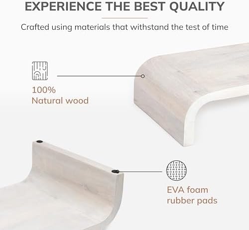 Anji Mountain Monitor Stand for Desk - Desktop Organizer & Laptop Riser, Ergonomic Monitor Riser, Space-Saving, Durable, Easy Assembly & Ideal for Home & Office, White Wash, Classic - Image 2