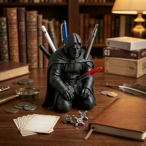 Warrior Pen Holder for Desk, Fallen Hero Pencil Holder, Black Resin - Image 4