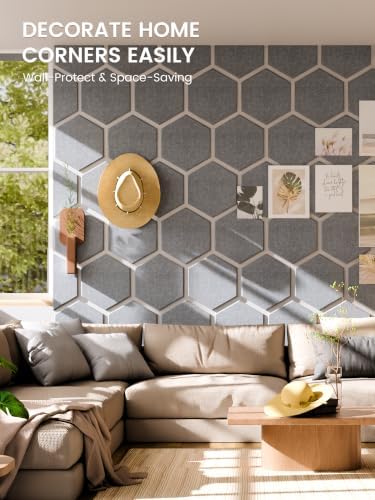 Fluxynara 12-Pack Hexagon Felt Bulletin Board Tiles, Blue Gray - Image 4