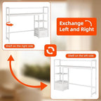 Desk Shelf with Drawer, 41.3" Desktop Organizer Shelf, Desk Hutch for Computer Monitor Max 32", 3 Tier Desktop Display Rack, Wooden Desk Top Bookshelf Storage Rack for Home Office Dorm, White - Image 7