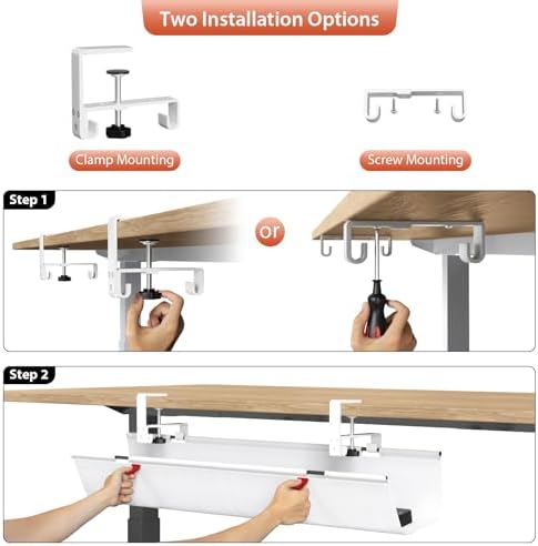 Univivi No Drill Under Desk Cable Management Tray, 36 inch Cable Management - Image 6