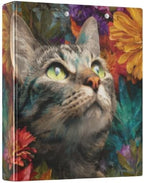 3 Ring Binders 1.5 Inch Clear View Three Ring Binders Versatile Cat in Flower Binder for Work School Office Supply 1 Pack by Unknown