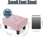BRIAN & DANY Small Foot Stool, Linen Foot Stools with Legs, Stable Small Footstool for Living Room, Light Pink - Image 3