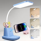 LED Desk Lamp with 10W Wireless Charging & Pen Holder, Blue by Sailstar
