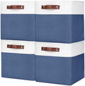 Bagnizer Collapsible Fabric Storage Cubes 11x11 Cube Storage Bins, 4 Pack Closet Baskets Box with Handles for Organizing, Shelf, Toys, Clothes, Home, Office, Nursery (Navyblue&White) by Bagnizer