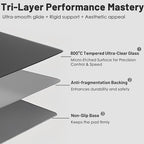 Glass Gaming Mouse Pad, Hard Mousepad for Gaming, 15.7” x 11.8” Ultra-Smooth Micro-Etched Surface Mousepad, Improved Precision & Speed, Anti-Slip Base, Black - Image 3