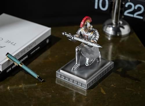 Roman Praetorian Warrior Knight Pen Holder Desk Ornament Silver - Image 6