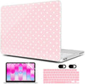 MEEgoodo 4-in-1 Printed Case for MacBook Neo 13 inch 2026 Release Model A3404, Laptop Hard Shell Cases with Keyboard Skin & Screen Protector & Webcam Covers, Pink & Polka Dots by MEEgoodo
