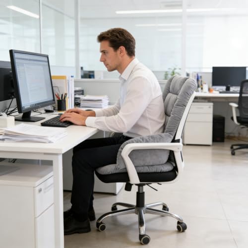 Desk Chair Cushion with High Back Support Office Chair Pad with Non-Slip Bottom Soft Cute Pink Seat Cushion for Office Car Gamer Home Kitchen - Image 7