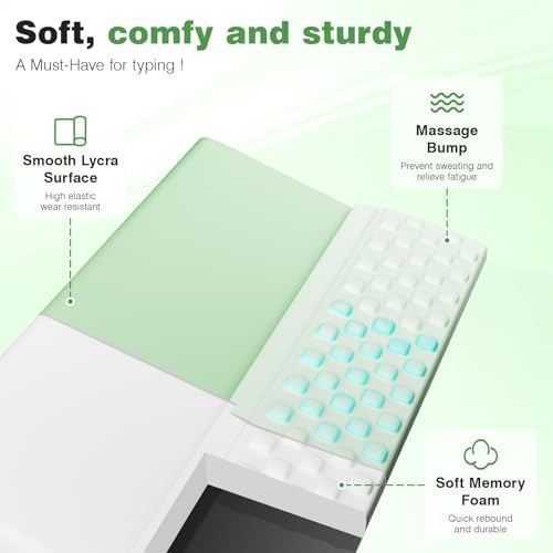 Ospelelf Keyboard Wrist Rest, Ergonomic Memory Foam Wrist Support for Typing & Gaming, Tilted Keyboard Pad, Aesthetic Desk Accessories for Office, Relief for Carpal Tunnel & Wrist Pain, Light Green - Image 3