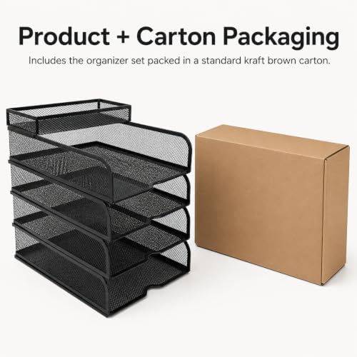 SUPEASY 4-Tier Stackable Paper Tray Organizer with Top Supply Tray - Image 7