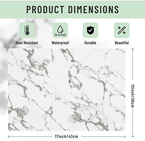 Faux Leather Placemats Set of 6,Heat Resistant Placemats for Dining Table, Easy Clean Non-Slip Place Mats, Waterproof Stain Resistant Wipeable Washable PU Table Mats, (Marble) - Image 2