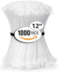 ALBO 1000 Pcs. White Zip Ties, 12 Inch, Heavy Duty, 50 lb Tensile Strength by BinamInc
