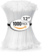 ALBO 1000 Pcs. White Zip Ties, 12 Inch, Heavy Duty, 50 lb Tensile Strength by BinamInc