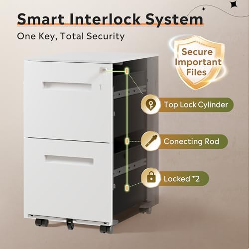 DEVAISE 2 Drawer Metal File Cabinet with Lock, Fully Assembled - Image 5
