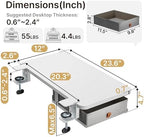PEGZONE Desk Extender Tray, 24" x 12", with Storage Drawer, Medium, White - Image 6