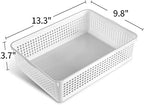 Eslite A4 Size Plastic Storage Basket,Desktop File Paper Letter Organizer Tray, 6-Packs (White+Grey) - Image 6