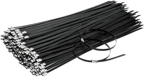 300PCS 11.8" Black 304 Metal Zip Ties,200LB Self-Locking Cable Ties by Unknown