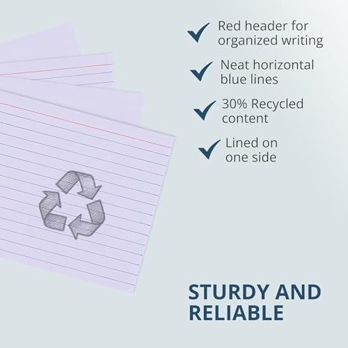 Roaring Spring Recycled Index Cards, 4" x 6", 36 Packs of 100 Note Cards, Lined & Blank Flashcards, Great for Studying, Tests, Speeches - Image 4
