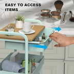3 Tier Rolling Cart, Utility Cart with Drawer& Table Top, Mint Green - Image 2