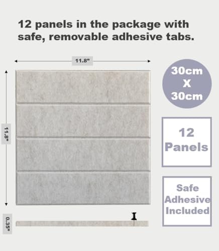 Felt Bulletin Board Tiles | Modern Cork Board Alternative | Large Cork Boards for Walls | Aesthetic Felt Wall Panels for Office & Home Decor | Pinboard & Photo Board (12-Pack) | Ivory - Image 3