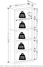 Furinno Rail 5-Tier Book Shelf with Open Shelf, White - Image 3