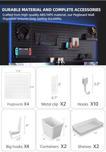 Pegboard Wall Organizer Kit, Modular Storage System, White - Image 2