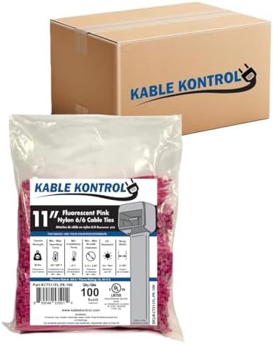 Kable Kontrol Cable Zip Ties, 11 Inch, 8500 Pcs, 50lbs Test, FL Pink by KABLEKONTROL%C2%AE