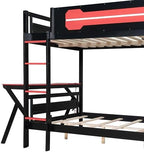 Polibi Full Over Full Bunk Bed with 2 Built-in Gaming Desks, USB Charging Ports & Pegboard Organizer, Heavy-Duty Gaming Bed Frame for Teens/Adults, Red (Full Size) - Image 6