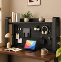 Desk Shelf Organizer with Pegboard & Storage Accessories, 2-Tier Desk Hutch Desktop Storage Rack, Desk Shelf for Office and Home Office Black Frame/Black Board (2-Tier) 53.2"×9.8"×26" by Unknown
