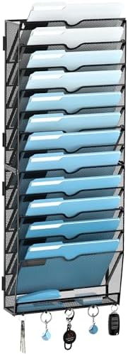 13-Tier Hanging Wall File Organizer with Hooks for Office Organization by SUPEASY