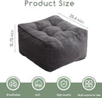 HIGOGOGO Square Stuffed Pouf Ottoman, Corduroy Poufs with Foam Chunk Filling, Furry and Fluffy Pouf Foot Stool Storage Ottoman, 25.6 X 25.6 Floor Poufs Foot Rest for Living Room, Dark Grey - Image 2