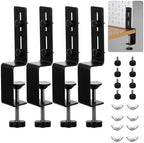 4 Pcs Desk Clamp, Pegboard Fixing Bracket Desktop Fixing Bracket, Office Game Home Desktop Accessories Brackets, Pegboard Organizer Metal Brackets (Black) by HOFURME