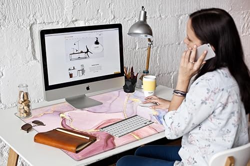 Gaming Mouse Pad 36x24 Giant Desk Mat XXXL Mousepad Extra Large Desk Pad Pink Marble Oversized Huge Computer Mat with Stitched Edges Non-Slip Rubber Base for Office Work Home Game - Image 7