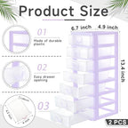 Thyle 2 Pcs Small Parts Organizer Drawers Stackable 7-drawer Box, Purple - Image 3