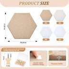 12x10 in 16 Pcs Hexagon Cork Board Tiles, Felt Pin Boards, Retro - Image 3