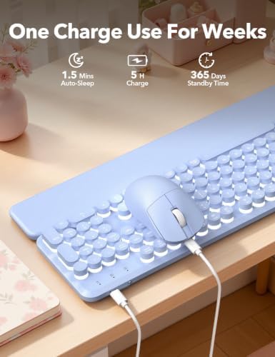 Wireless Keyboard and Mouse Backlit - Typewriter, Magnetic Wrist Rest - Image 5