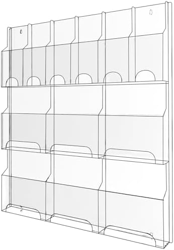 Acrylic Brochure Pamphlet Holder, 6 Magazine Holders and 6 Pamphlet Holders, Clear Brochure Display Stand Wall Mount, Trifold Flyer Rack, Literature Storage Rack for Home, Offices, Waiting Room by Nalwort
