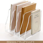 YUXUN Clear Acrylic File Organizer 4-Compartment Desktop - Image 5