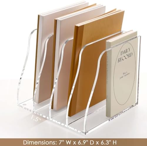 YUXUN Clear Acrylic File Organizer 4-Compartment Desktop - Image 5
