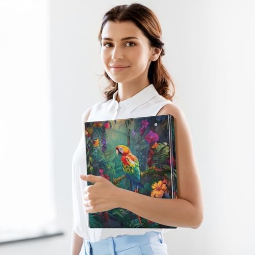 JIPONI 3 Ring Binder Parrot Macaw Tropical 1 Inch Round Binders for Men Women Students, Cute File Organizer for Office Home School - Image 6