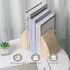 Koville Travertine Bookends for Shelves, Large Stone Bookends for Heavy Books, Non-Slip Heavy Duty Book Stopper for CD/Movies, Aesthetic Decorative Book Ends for Bookshelf Table Home Decor(Beige) - Image 6