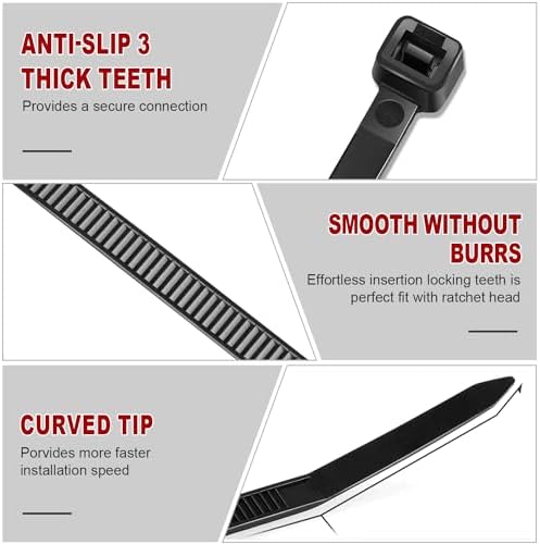 Zip Ties, RAZCC 1200pcs Black Cable Zip Ties 12 Inch, Heavy Duty Plastic Wire Ties with 70lb Tensile Strength, Self-Locking Black Nylon Tie Wraps for Indoor and Outdoor - Image 4